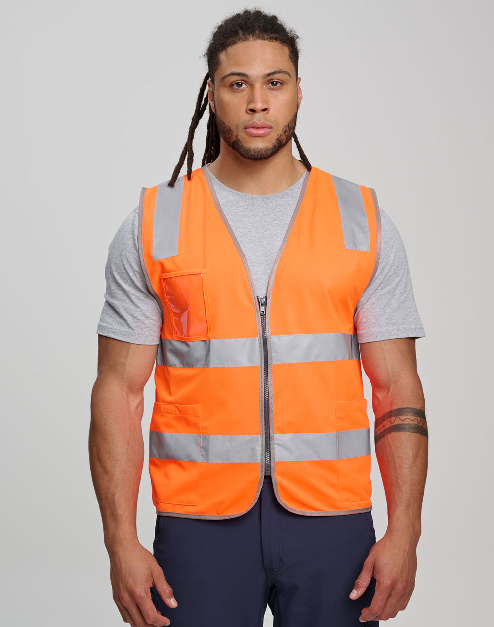 AUSTRALIAN INDUSTRIAL WEAR Unisex Hi-Vis Safety Vest with ID & Utility Pockets - SW04