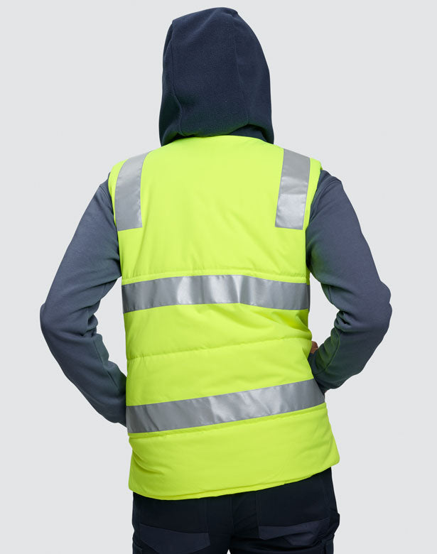 Australian Industrial Unisex Hi Vis Hooded Puffer Vest - SW93