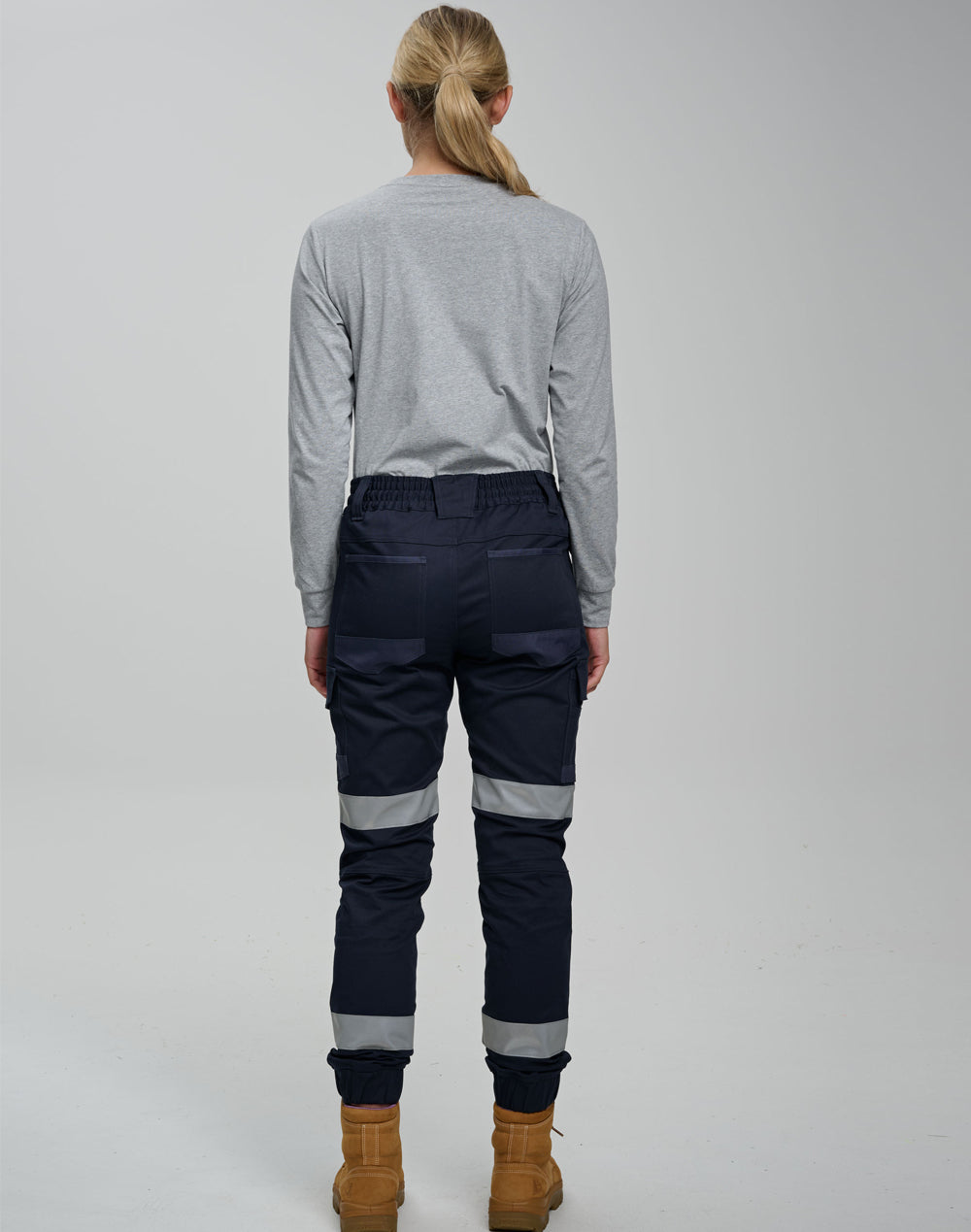 Australian Industrial Unisex Cotton Stretch Drill Cuffed Work Pants with Tapes - WP28HV