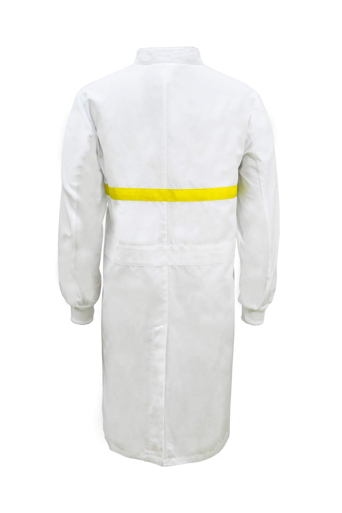WJ3198 Food Industry Long Length Dustcoat With Mandarin Collar, Contrast Trims On Chest