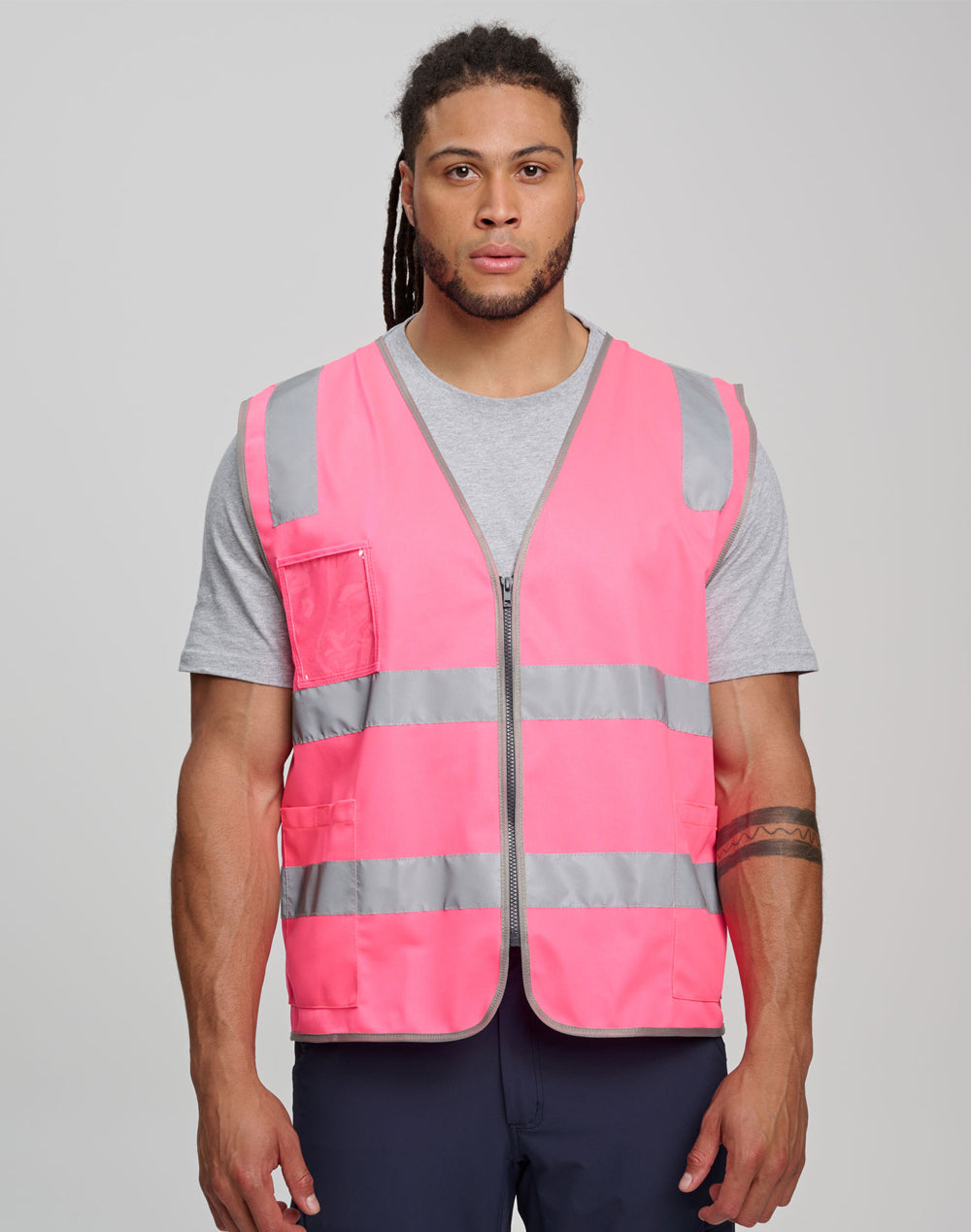 AUSTRALIAN INDUSTRIAL WEAR Unisex Hi-Vis Safety Vest with ID & Utility Pockets - SW04