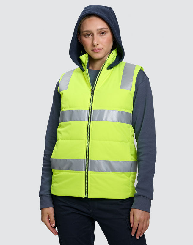 Australian Industrial Unisex Hi Vis Hooded Puffer Vest - SW93