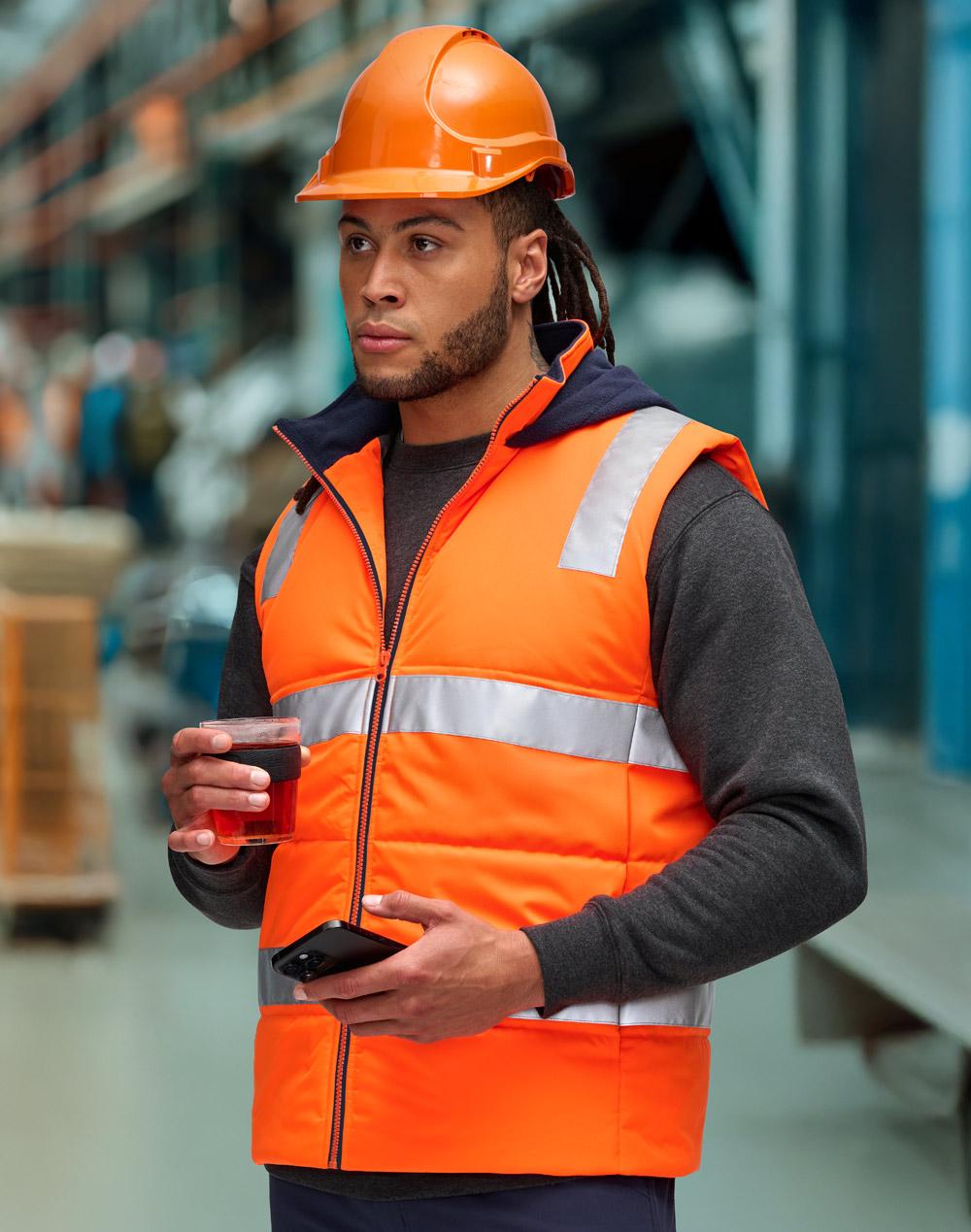 Australian Industrial Unisex Hi Vis Hooded Puffer Vest - SW93