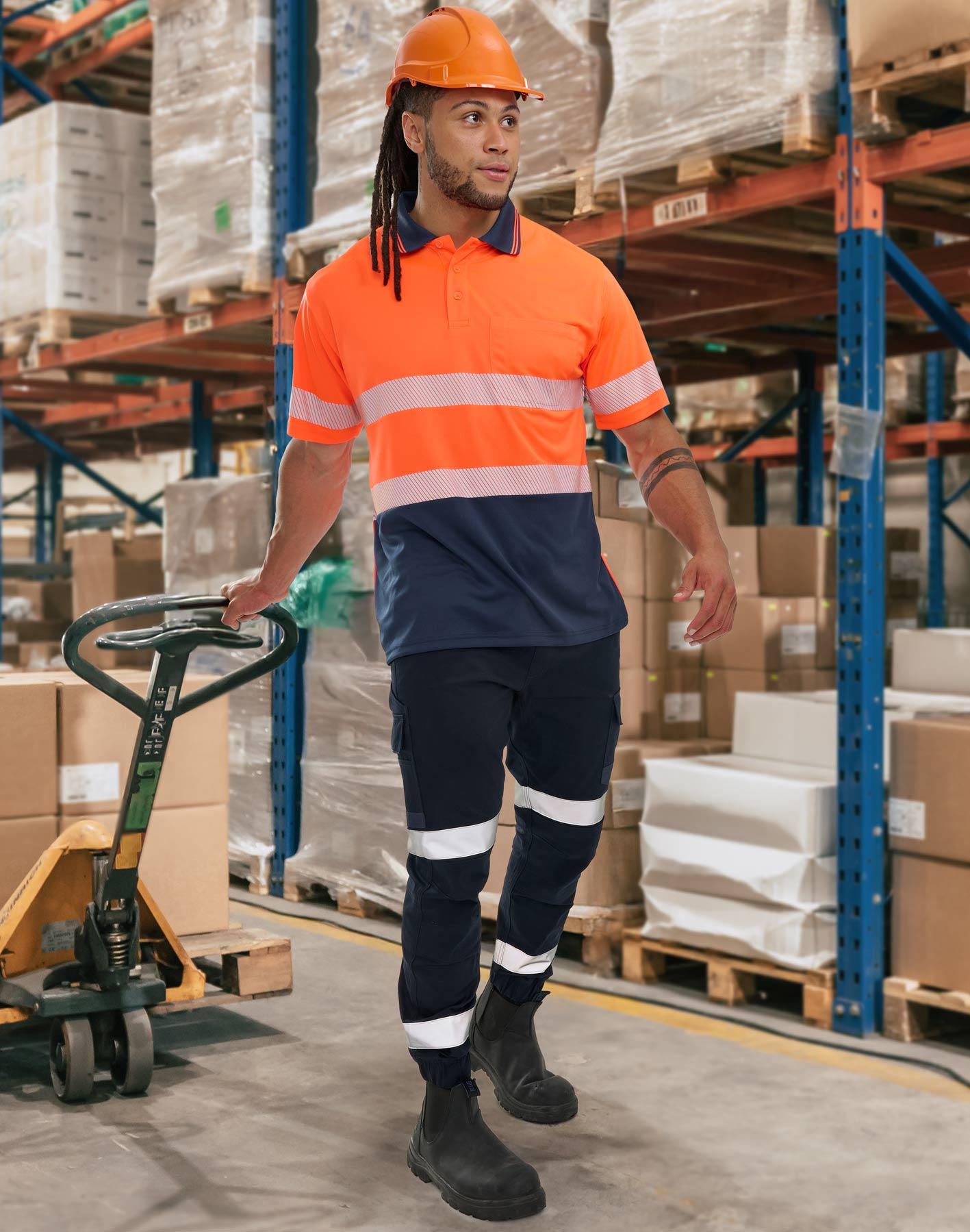 Australian Industrial Unisex Cotton Stretch Drill Cuffed Work Pants with Tapes - WP28HV
