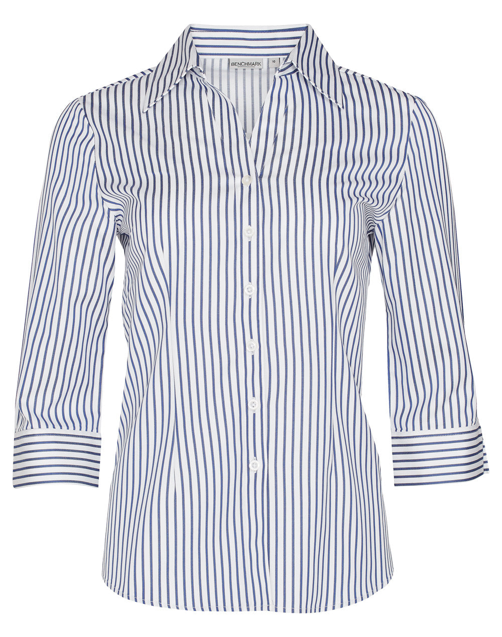 M8310Q Women's  Executive Sateen Stripe 3/4 Sleeve Shirt