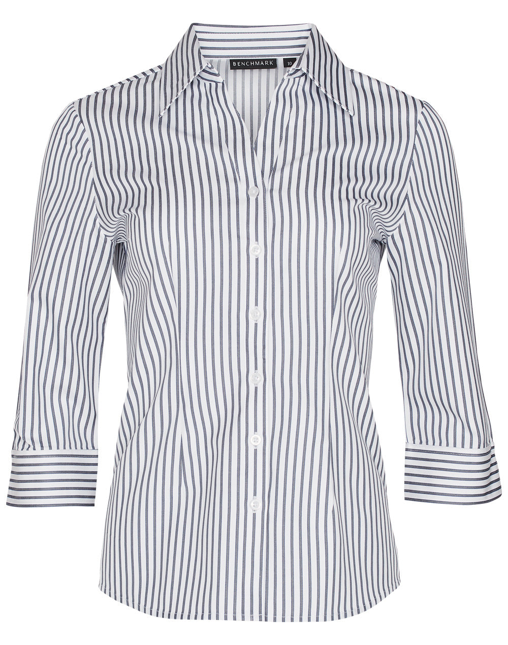M8310Q Women's  Executive Sateen Stripe 3/4 Sleeve Shirt