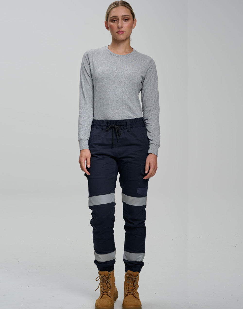 Australian Industrial Unisex Cotton Stretch Drill Cuffed Work Pants with Tapes - WP28HV