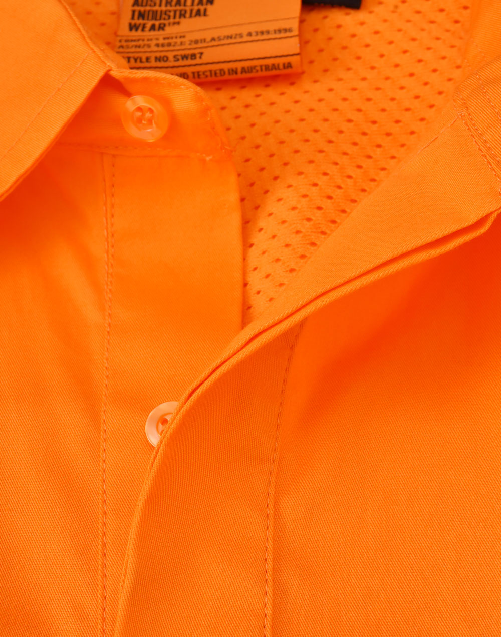 SW87 UNISEX HI-VIS COOL BREEZE CLOSED FRONT LS SHIRT WITH  PERFORATED TAPE
