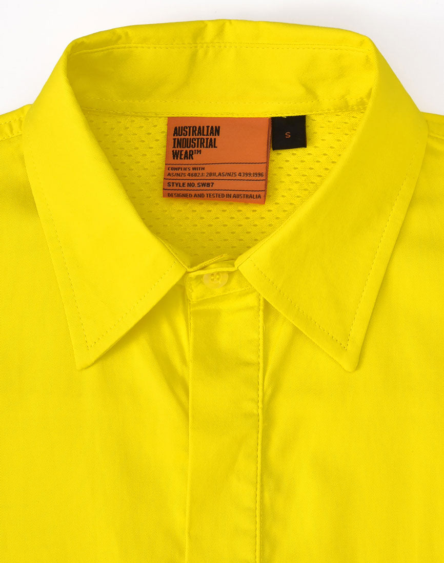 SW87 UNISEX HI-VIS COOL BREEZE CLOSED FRONT LS SHIRT WITH  PERFORATED TAPE