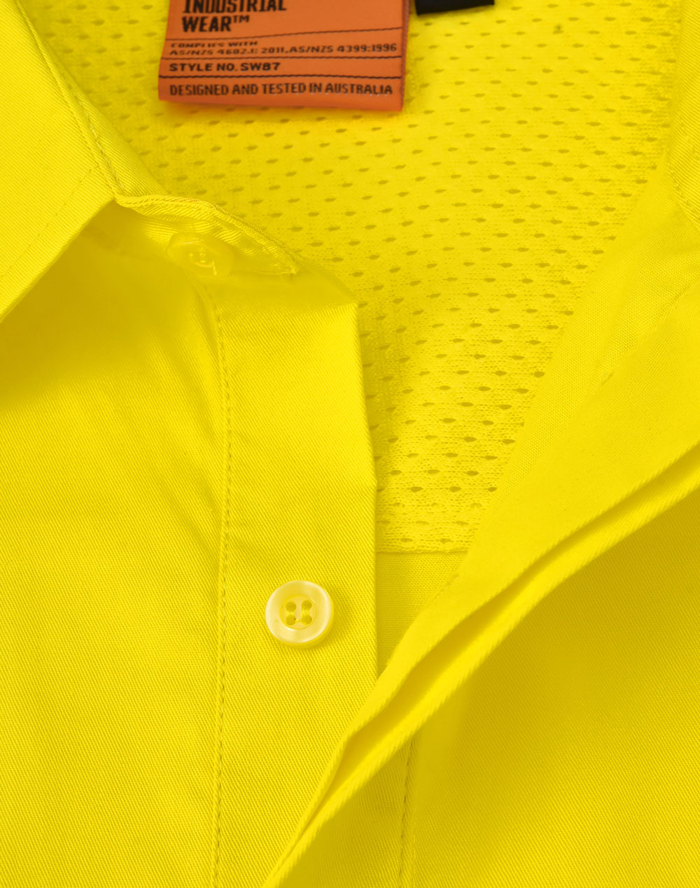 SW87 UNISEX HI-VIS COOL BREEZE CLOSED FRONT LS SHIRT WITH  PERFORATED TAPE